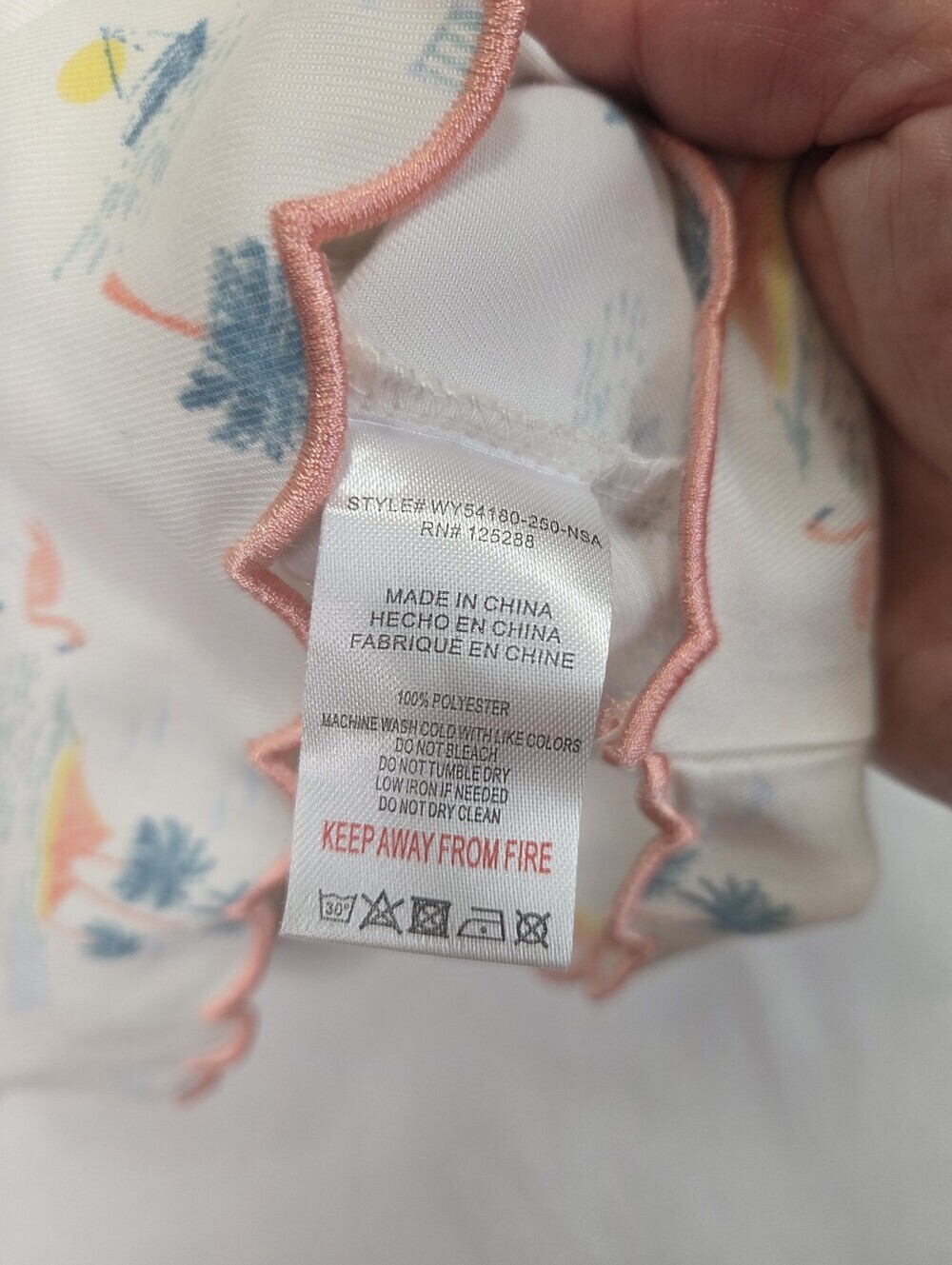 Rae Dunn Beach Print Pajama Set Large Cami Shorts Scalloped Trim Sleepwear - Picture 3 of 14